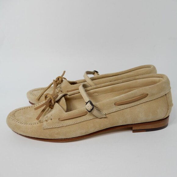 HEREU Lorea Moc Toe Lorea Mary Jane Loafers Size 10.5 41 Beige Suede NEW $470 - Picture 6 of 12